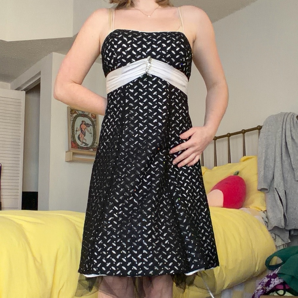 Jump Strapless Black and White Dress